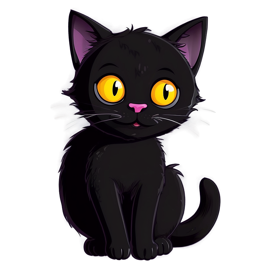 Cute Black Cat Cartoon Png 05232024