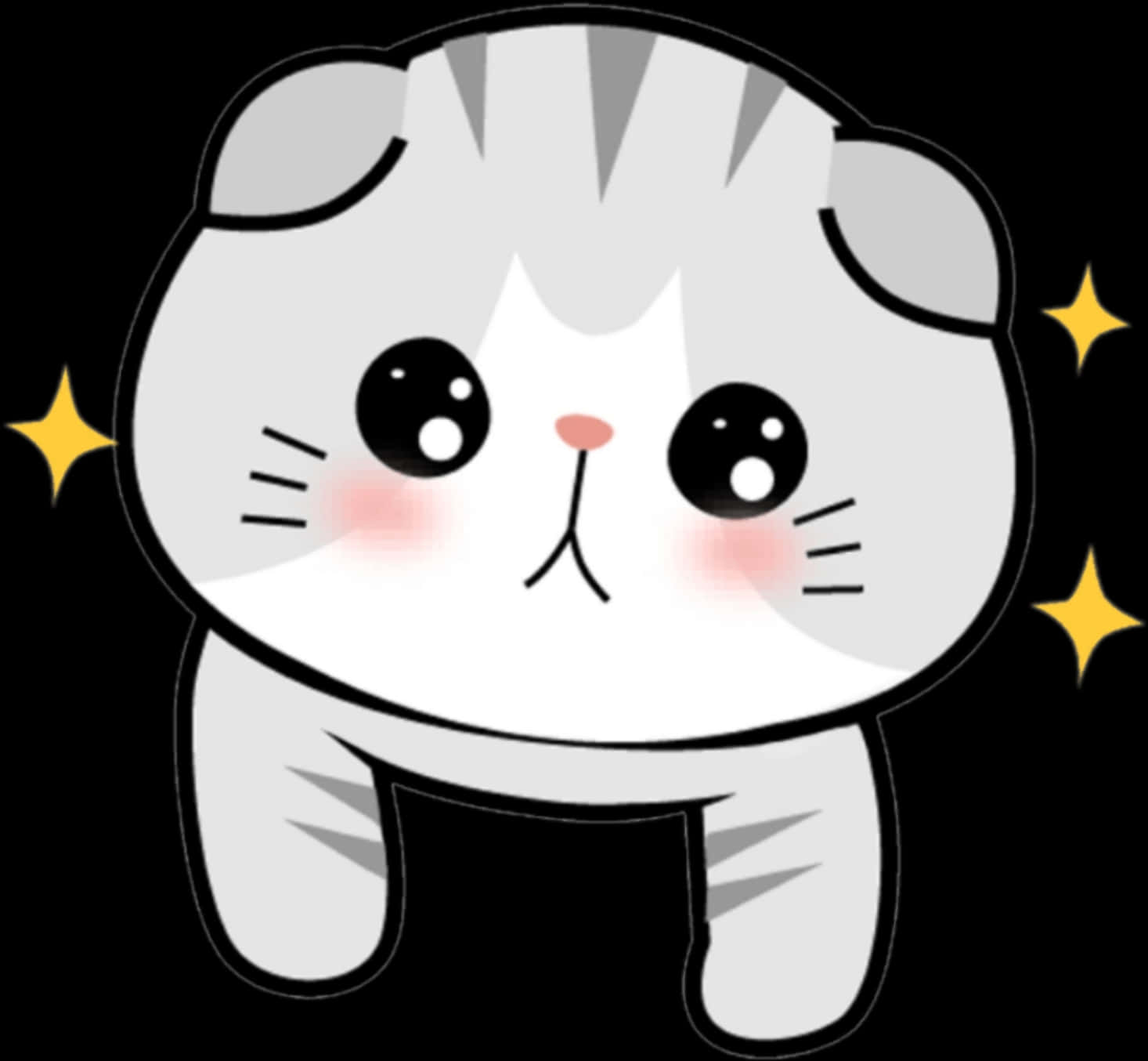 Cute Blushing Cartoon Cat