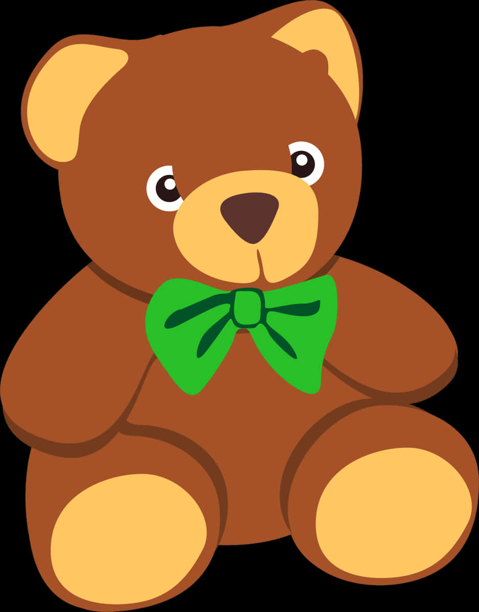 Cute Brown Teddy Bear Green Bow