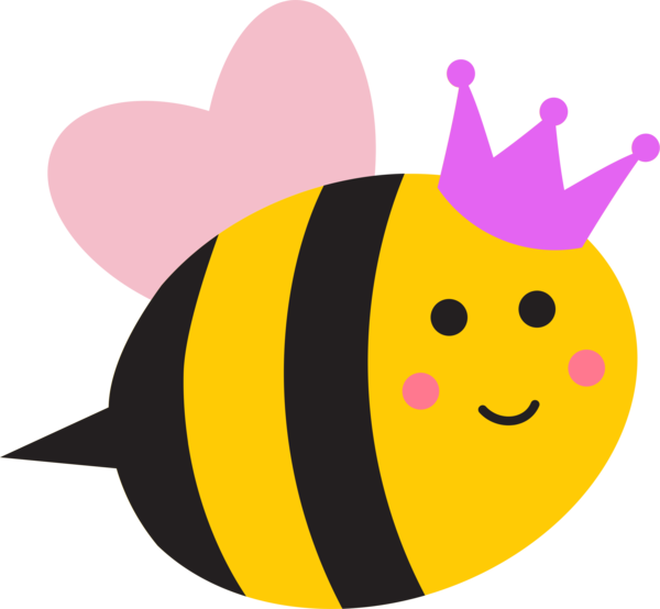 Cute Cartoon Beewith Crown Clipart