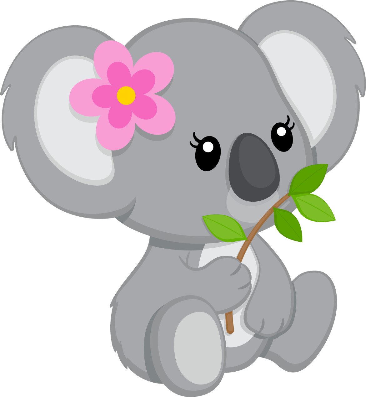 Cute Cartoon Koalawith Flower