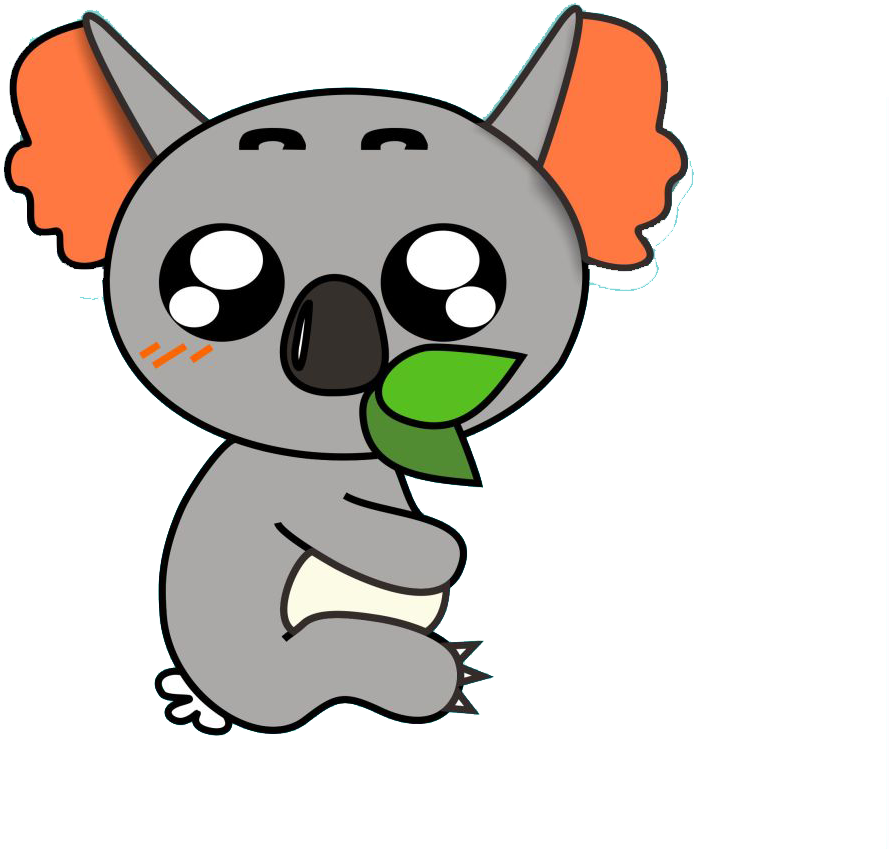 Cute Cartoon Koalawith Leaf