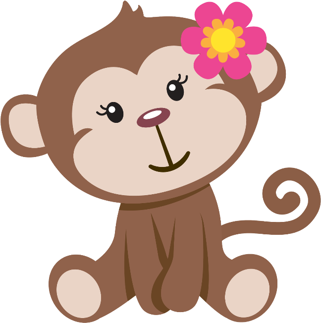 Cute Cartoon Monkeywith Flower