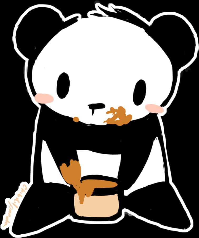 Cute Cartoon Panda Eating