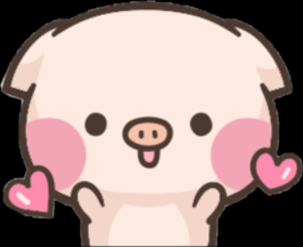 Cute Cartoon Pigwith Hearts