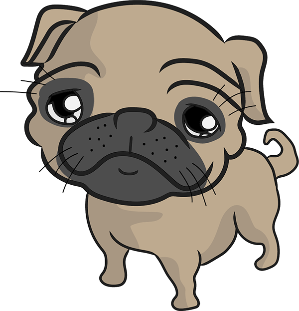 Cute Cartoon Pug Illustration