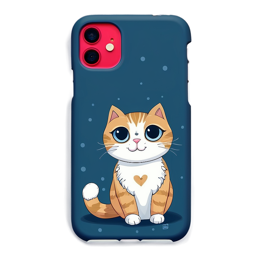 Cute Cat Illustration Phone Case Png 06122024