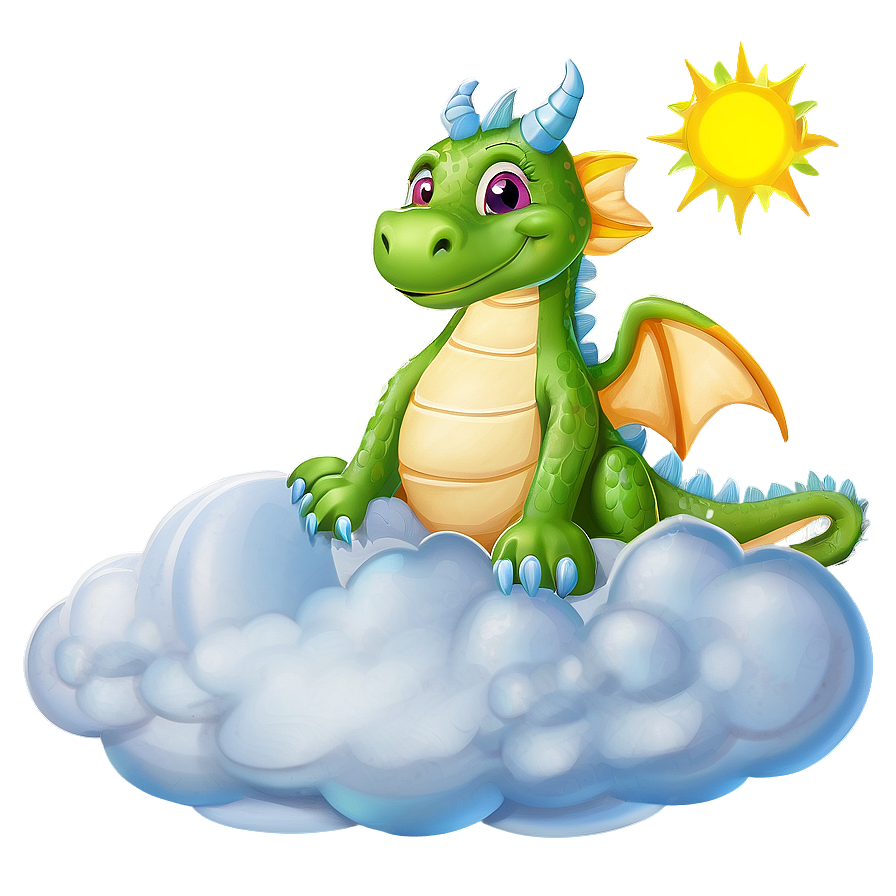 Cute Dragon On Cloud Png Qtk