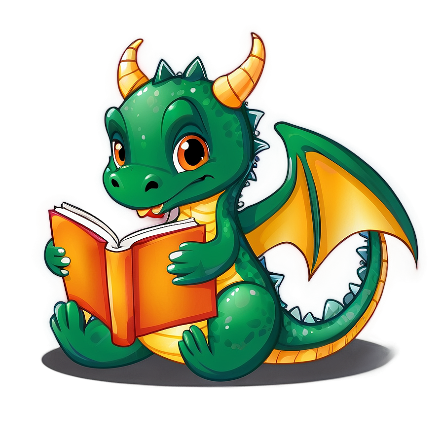 Cute Dragon With Book Png 48