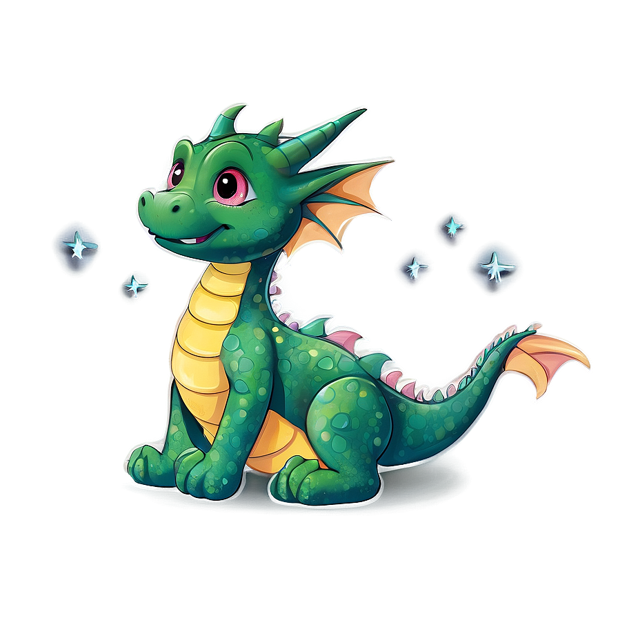 Cute Dragon With Stars Png 06262024