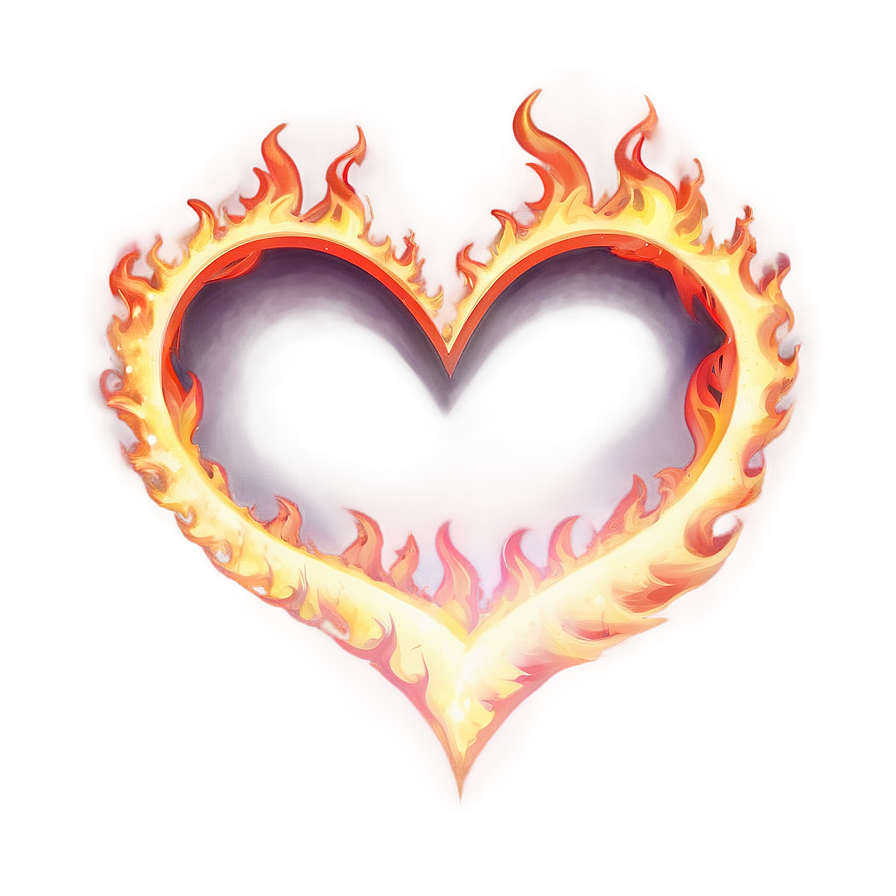 Cute Heart On Fire Png 05232024