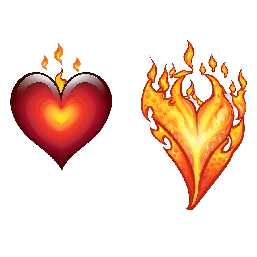 Cute Heart On Fire Png Rhq66