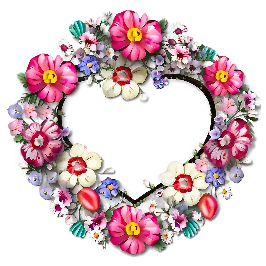 Cute Heart With Flowers Png 05232024