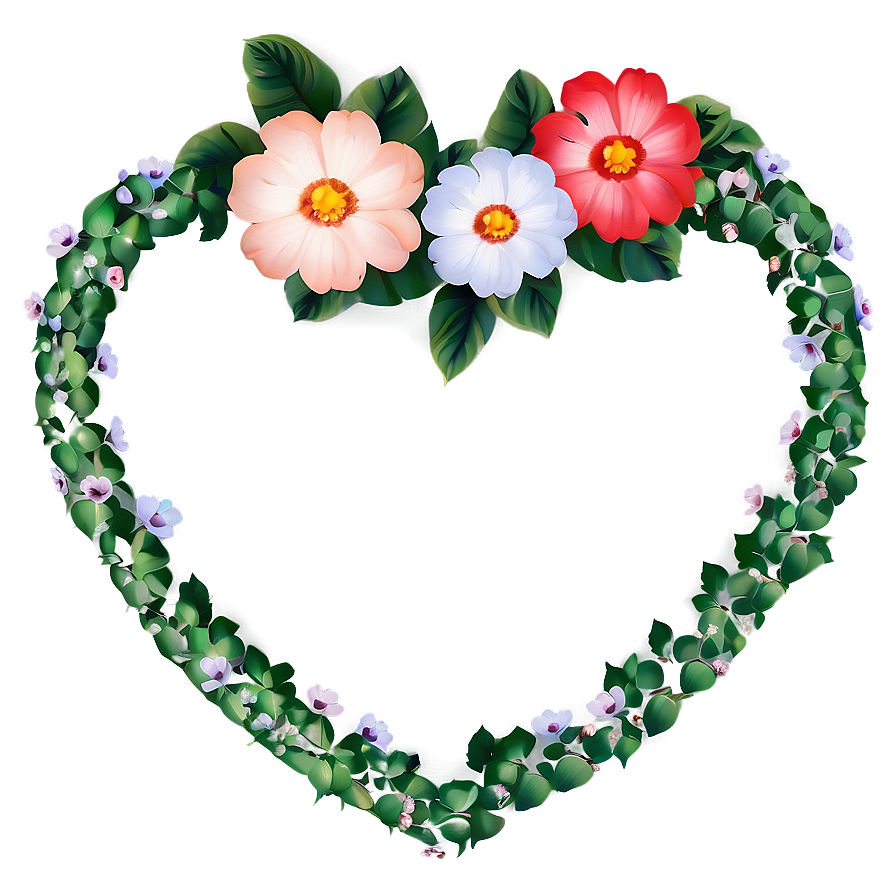 Cute Heart With Flowers Png 11