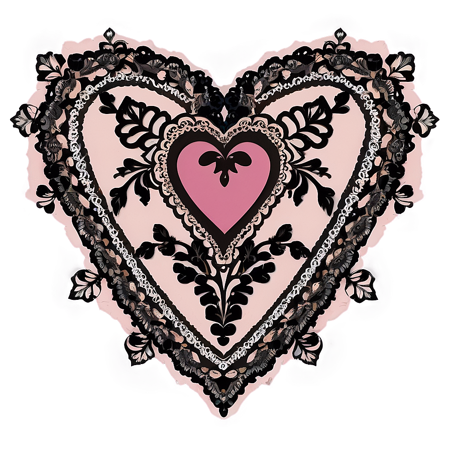 Cute Heart With Lace Png 05232024