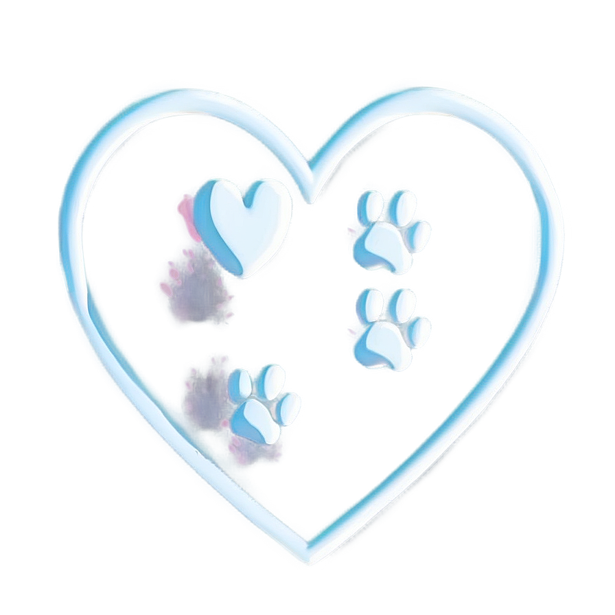 Cute Heart With Paws Png Hmr