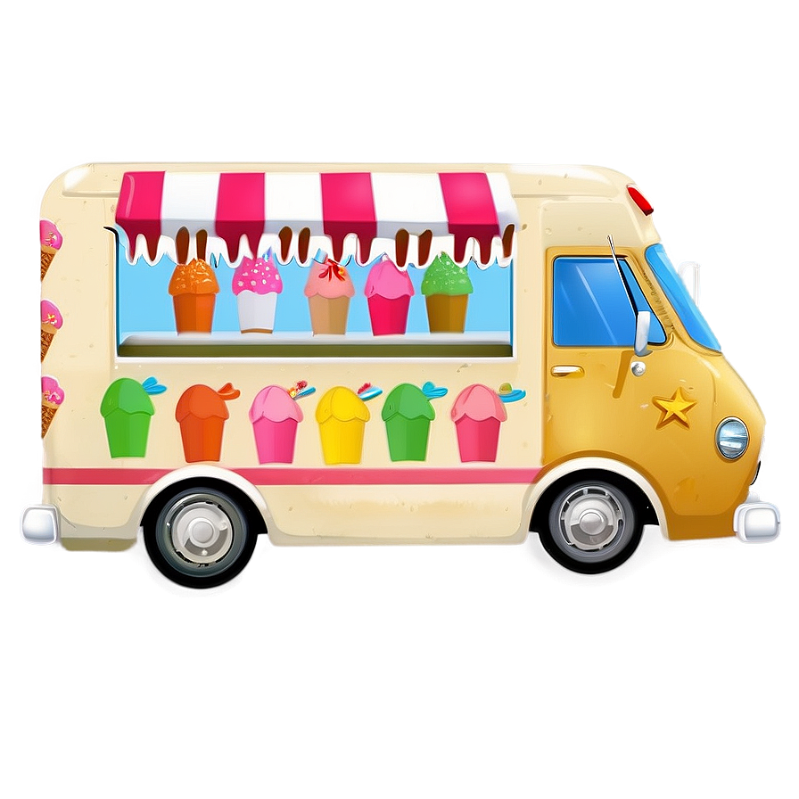 Cute Ice Cream Truck Drawing Png Sbo94