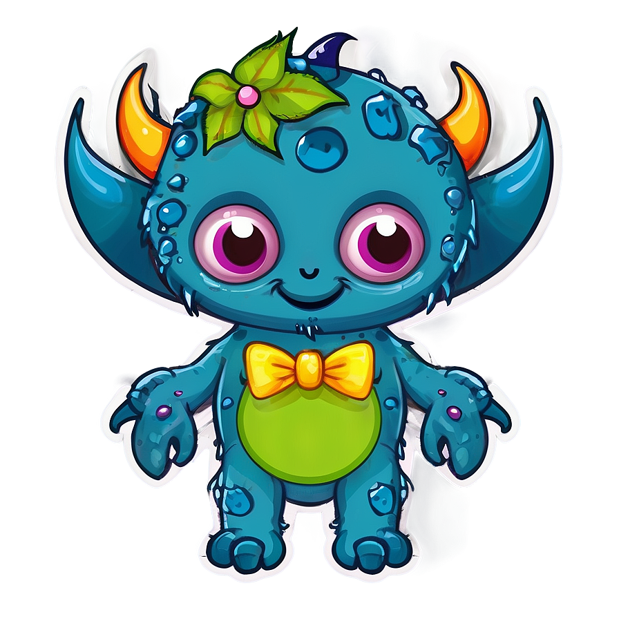 Cute Monster With Bow Png 06272024