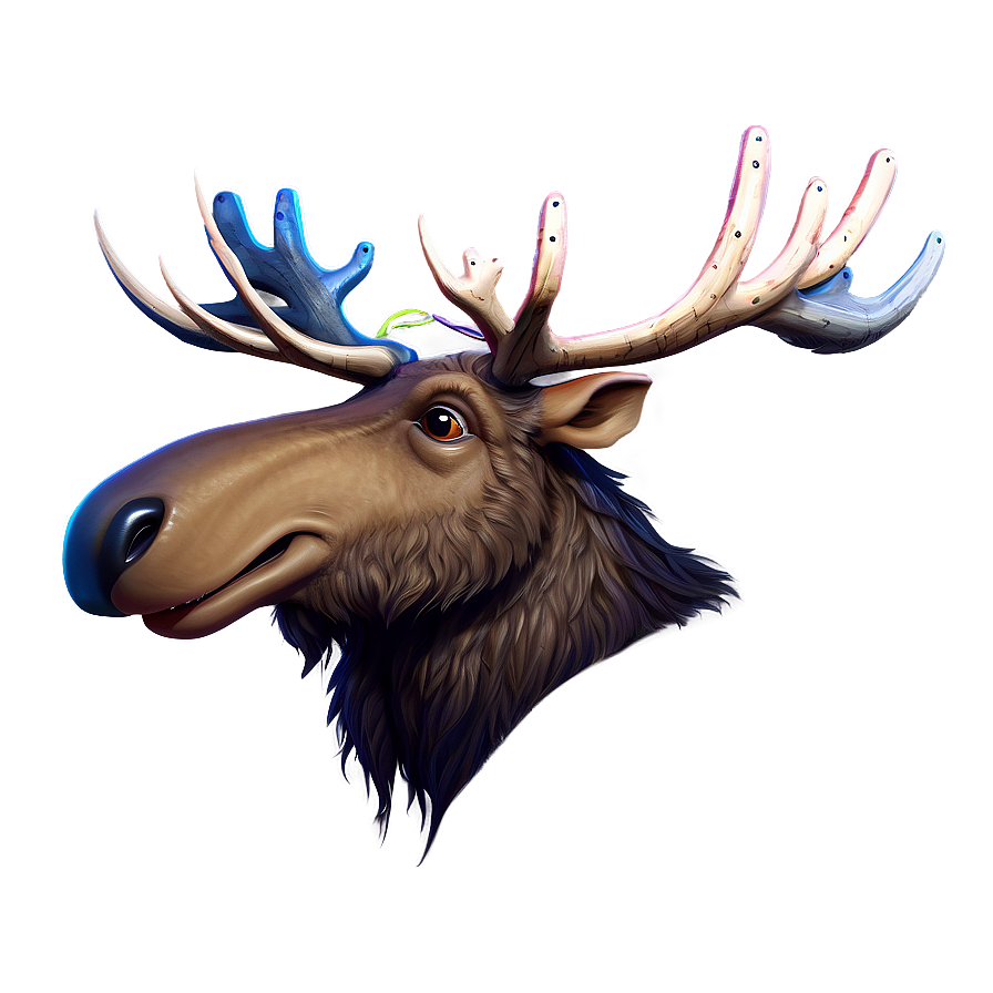 Cute Moose Head Cartoon Png Msp49