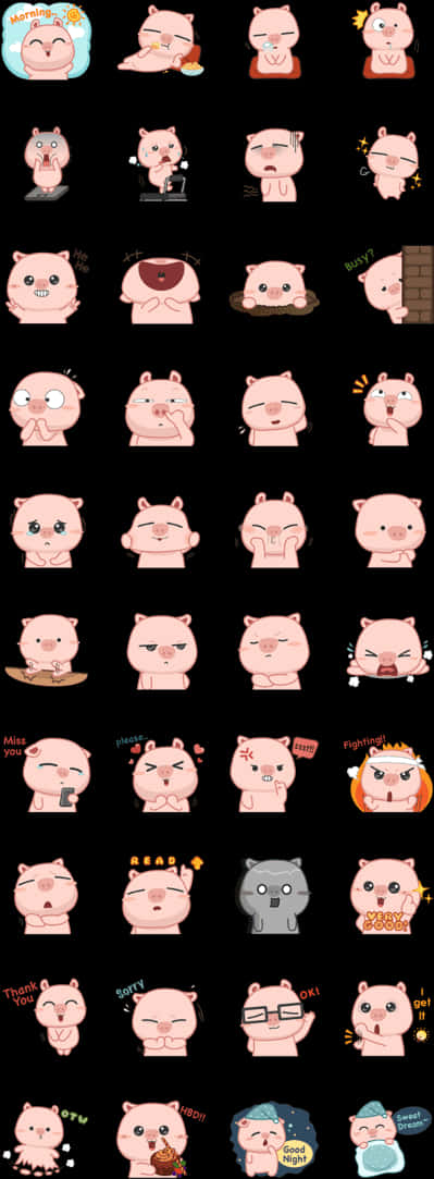 Cute Piglet Emoticons Collection