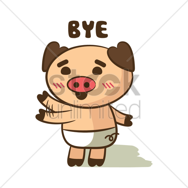 Cute Piglet Saying Bye