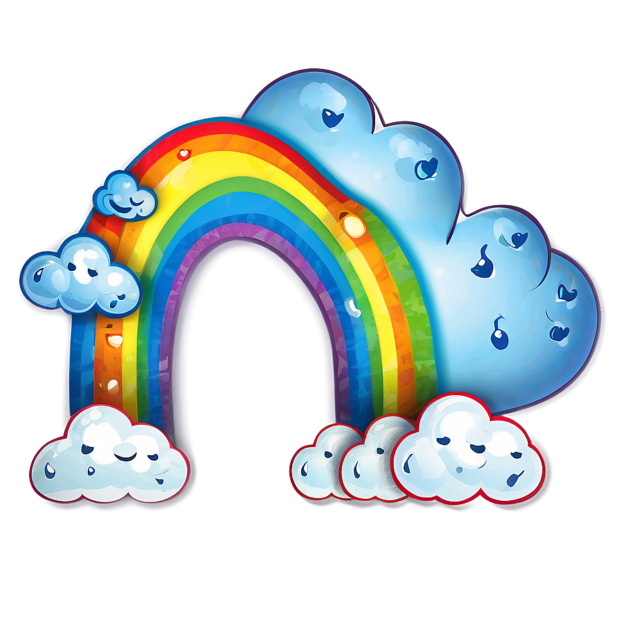 Cute Rainbow With Clouds Clipart Png 06282024