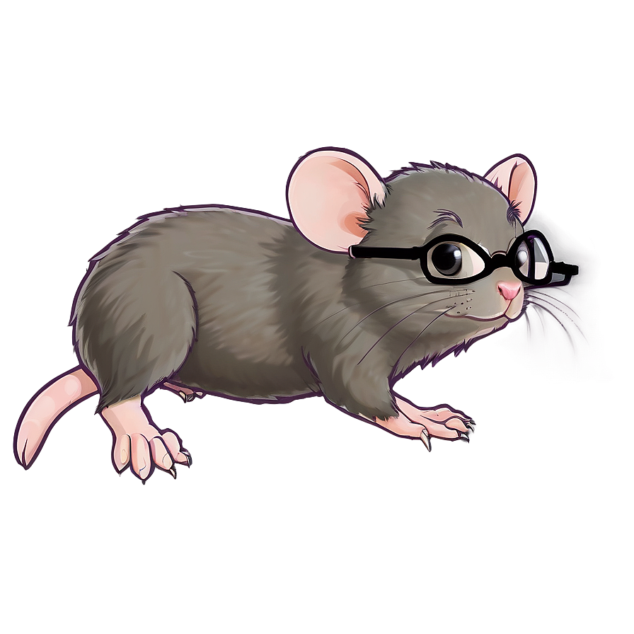 Cute Rat With Glasses Png Oht