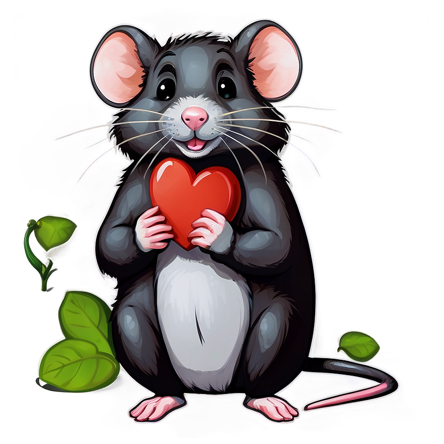 Cute Rat With Heart Png Urc