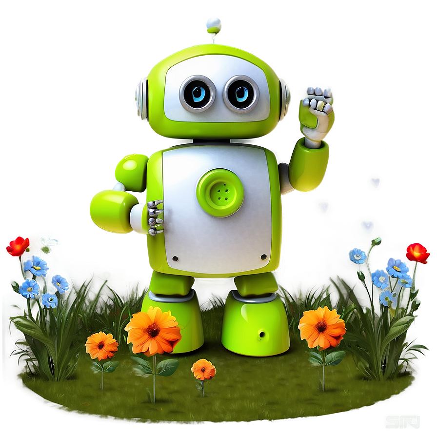 Cute Robot In Garden Png 06272024