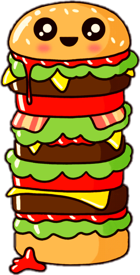 Cute Stacked Hamburger Cartoon