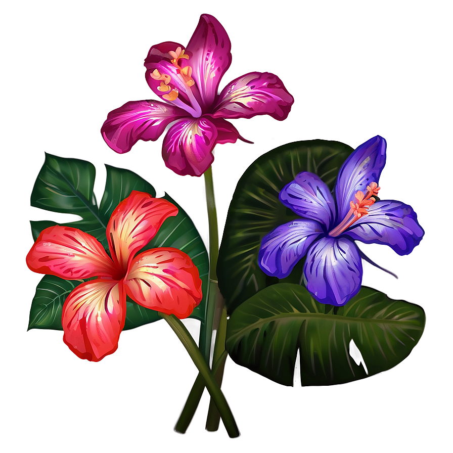 Cute Tropical Flowers Png 06292024