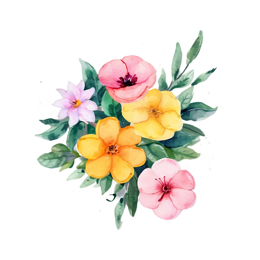 Cute Watercolor Flowers Png 06292024