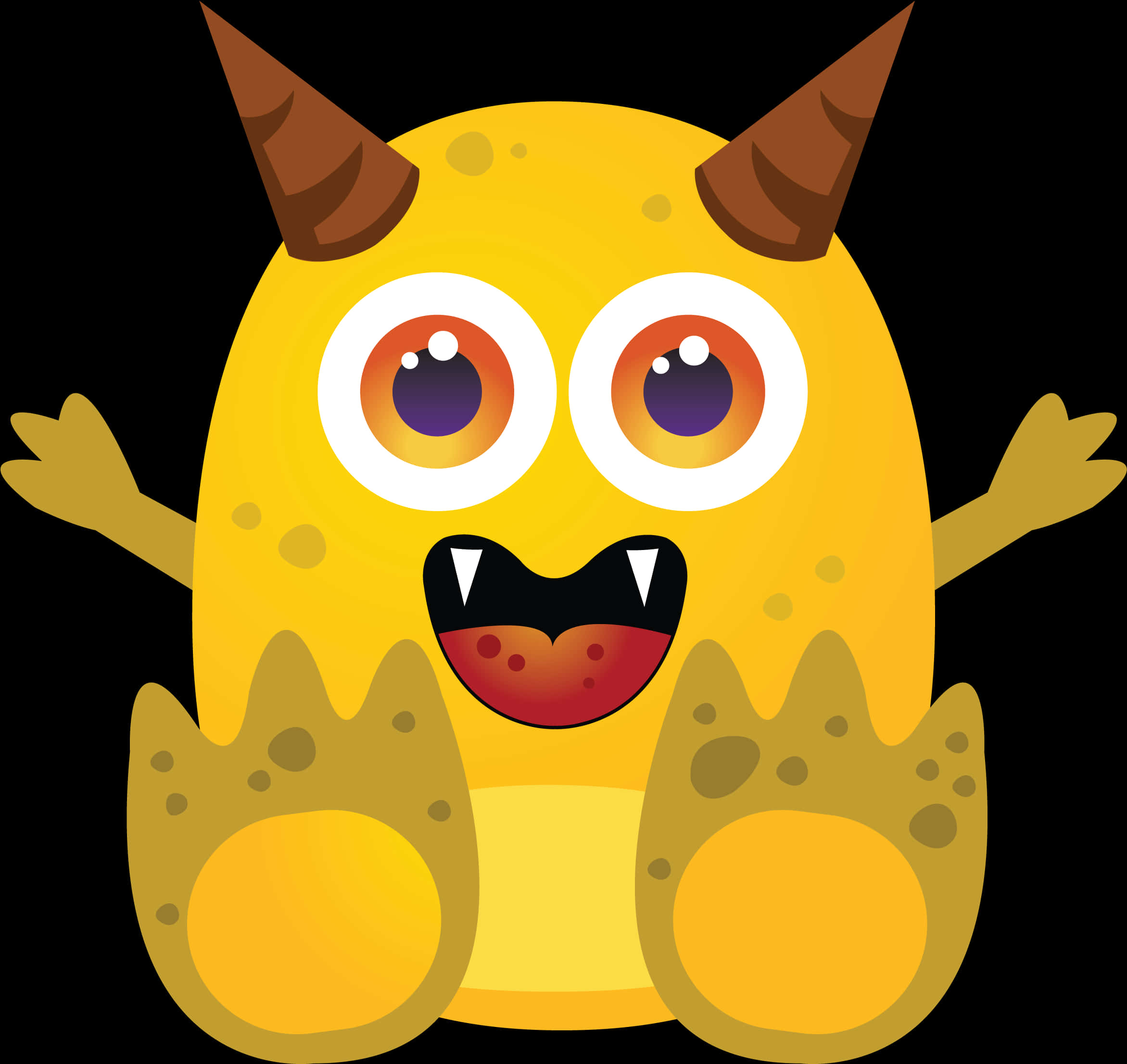 Cute Yellow Cartoon Monster