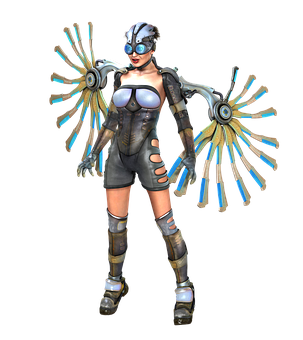 Cybernetic Winged Female Character