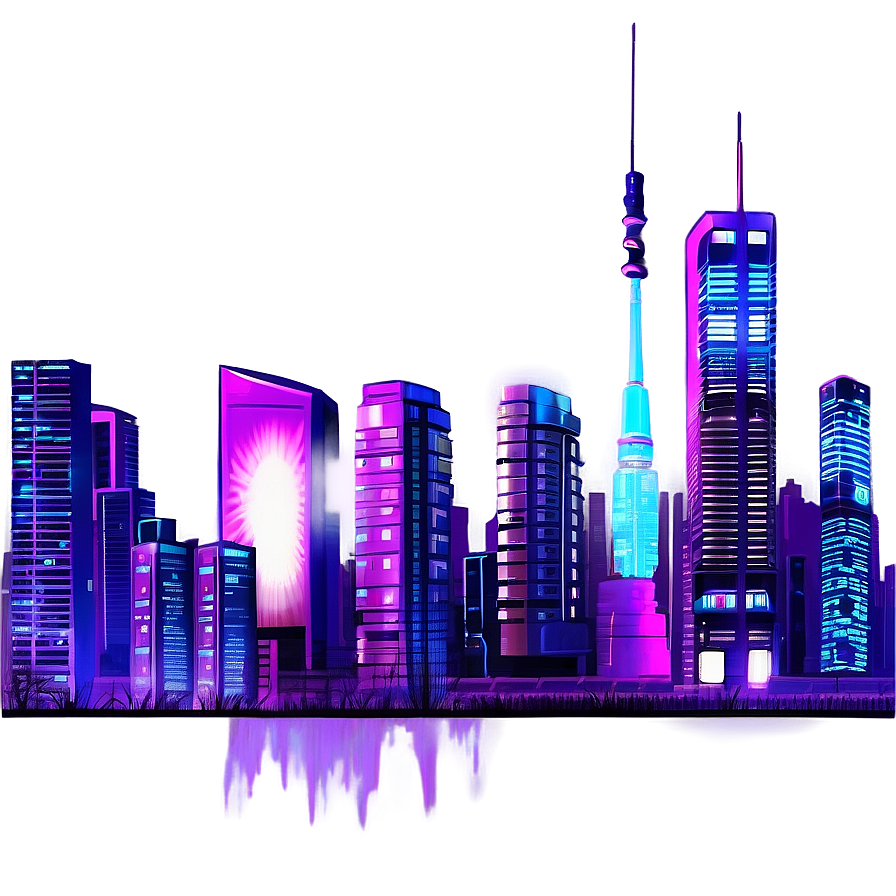 Cyberpunk City Vaporwave Png Ldc