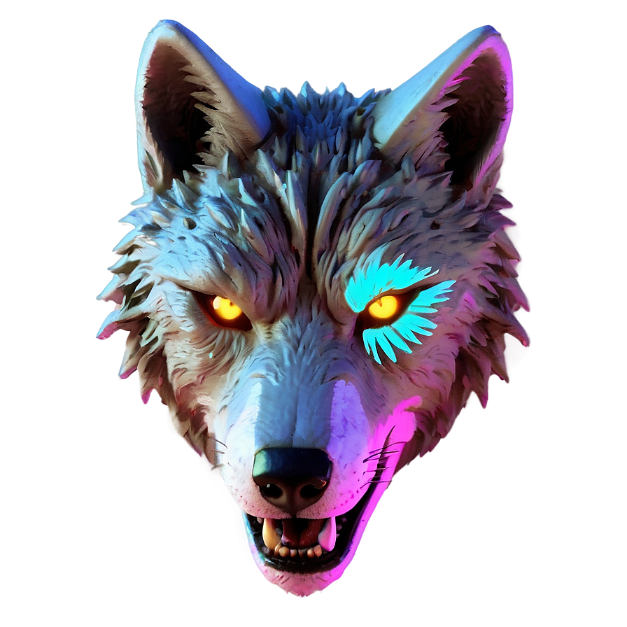 Cyberpunk Neon Wolf Png 05032024