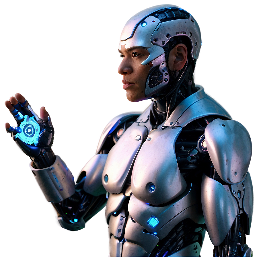 Cyborg With Holographic Interface Png 06242024