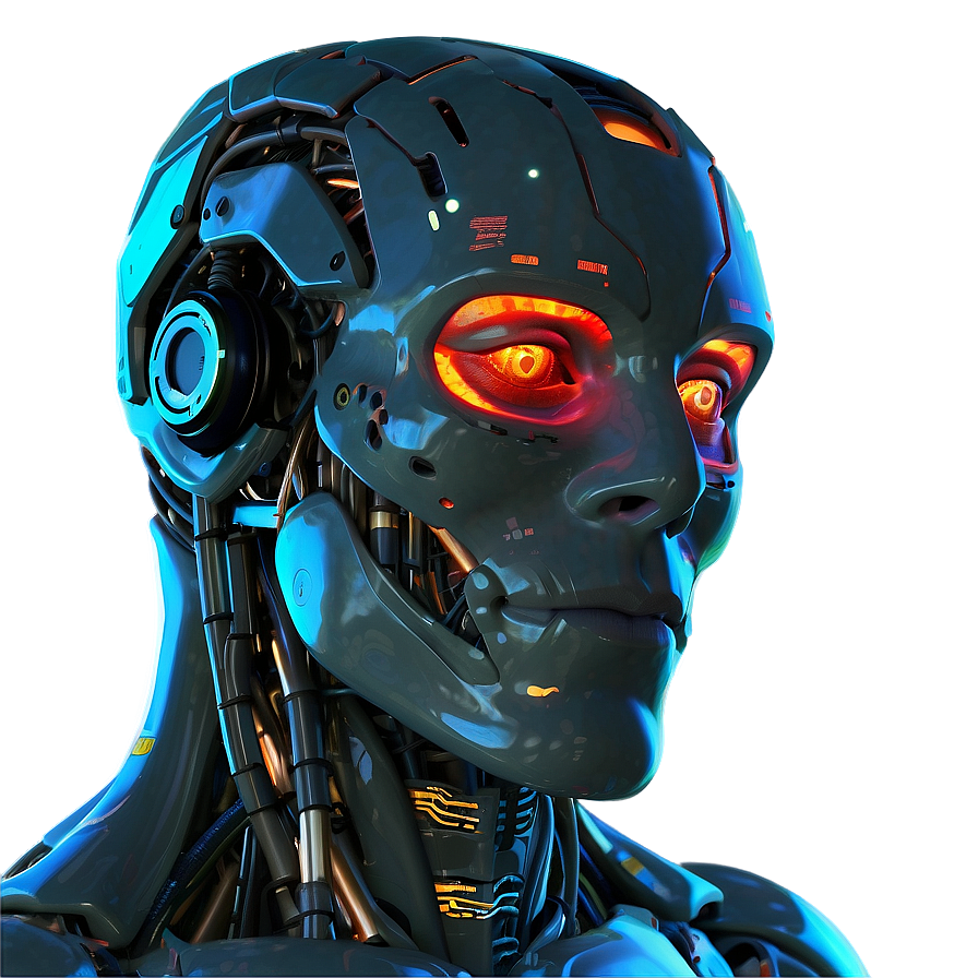 Cyborg With Holographic Interface Png Hts41