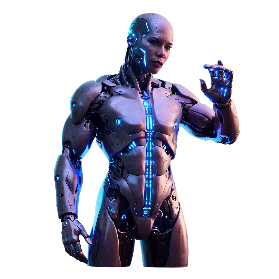 Cyborg With Holographic Interface Png Wfn47