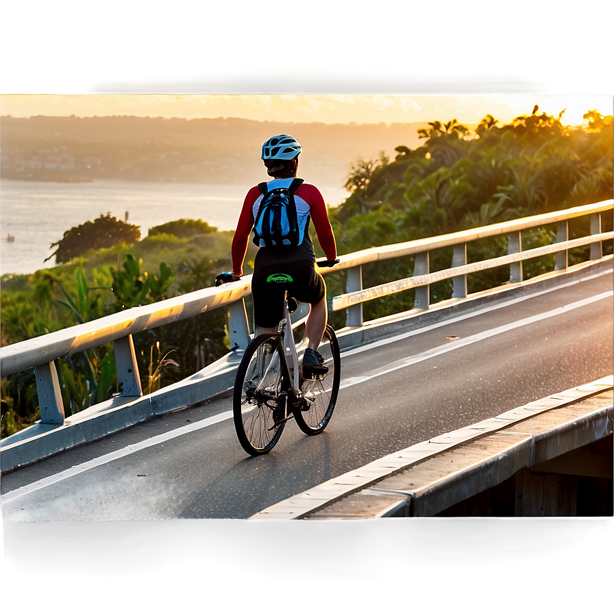 Cyclist On Bridge Sunset Png Ega65