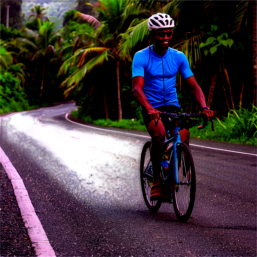 Cyclist On Coastal Road Png Btx94