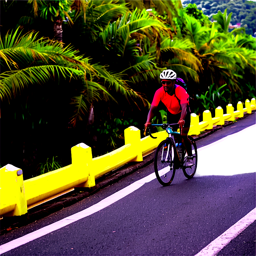 Cyclist On Coastal Road Png Upb