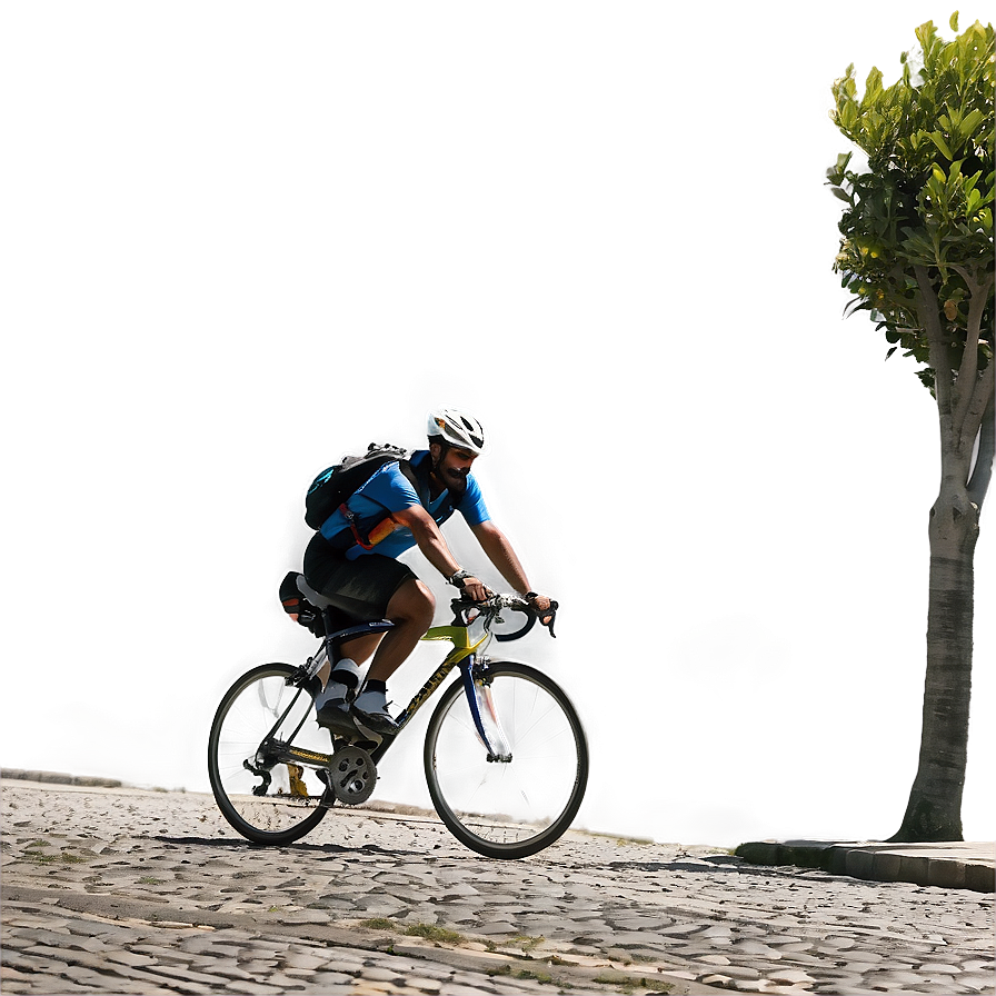 Cyclist On Cobbled Street Png Bmy