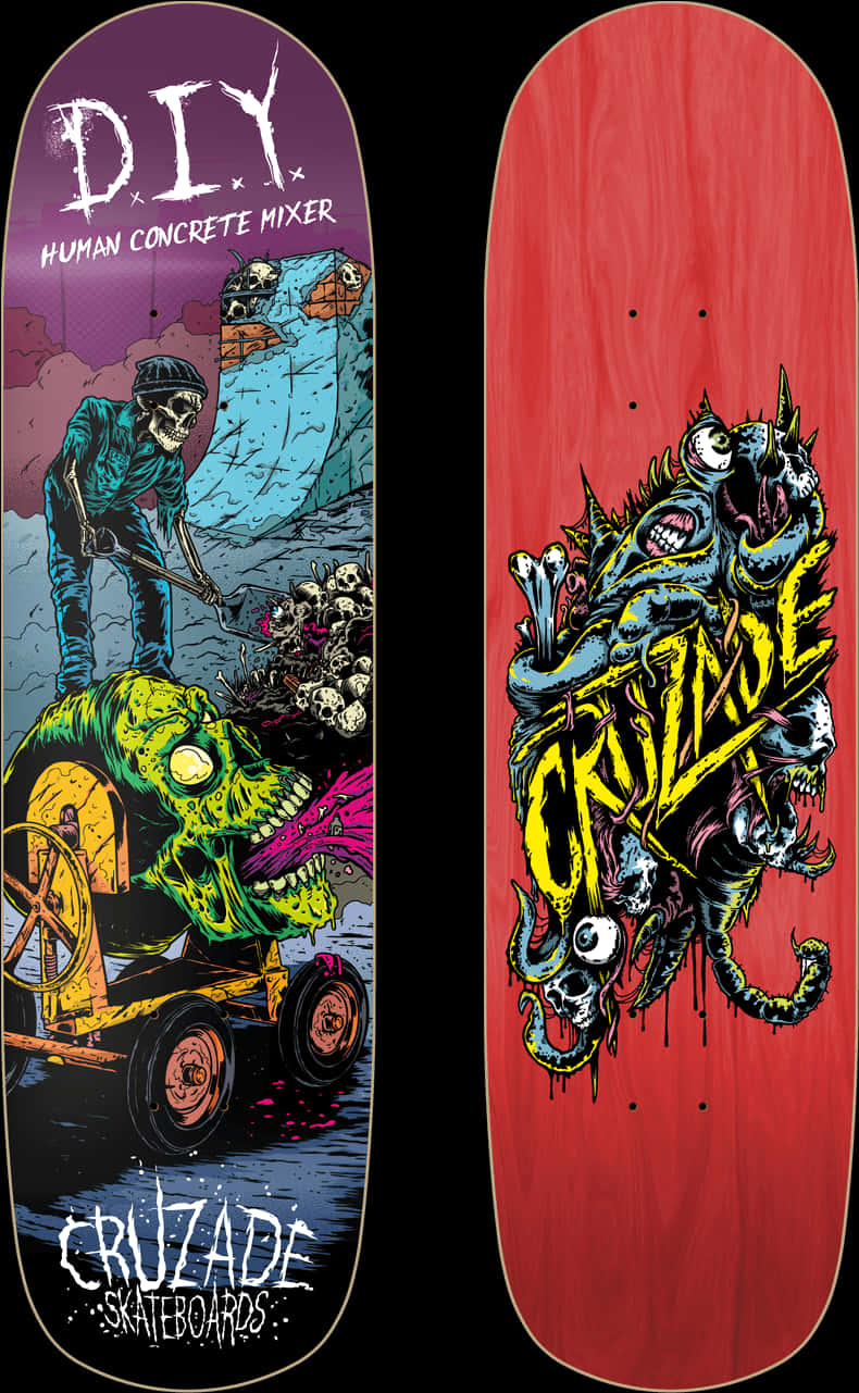 D I Y Human Concrete Mixerand Crusade Skateboards Deck Art