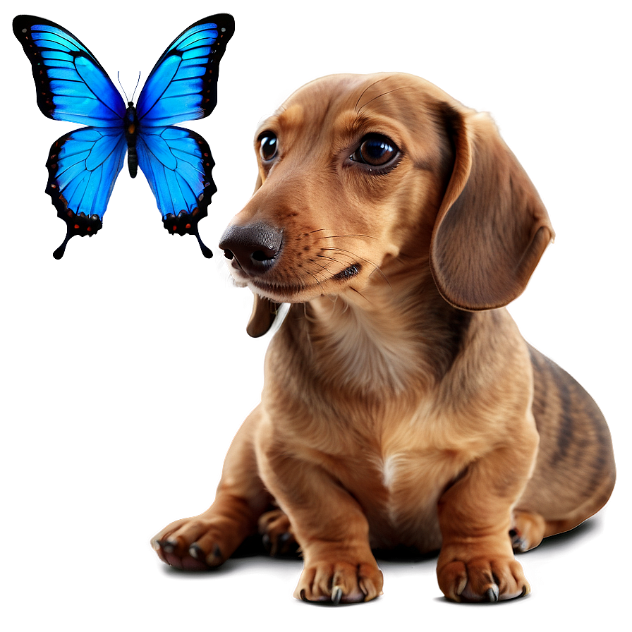 Dachshund And Butterfly Png Jyn