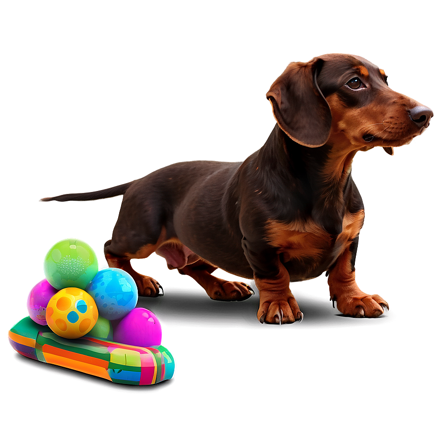 Dachshund With Toys Png Bge79