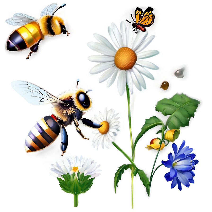 Daisies And Bees Png 06122024