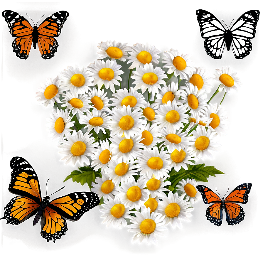 Daisies And Butterflies Png Cpy59