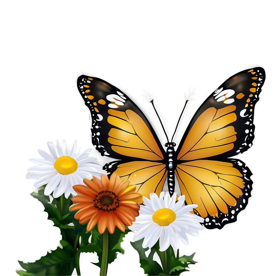 Daisies And Butterflies Png Ijg