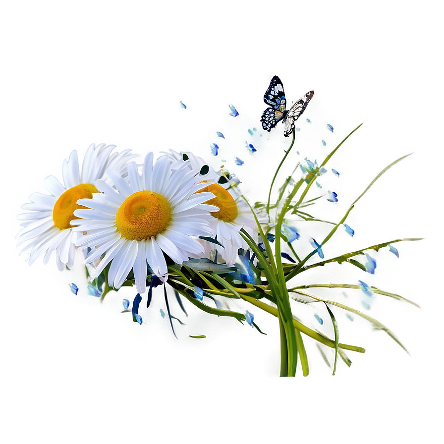 Daisies And Butterflies Png Tov61